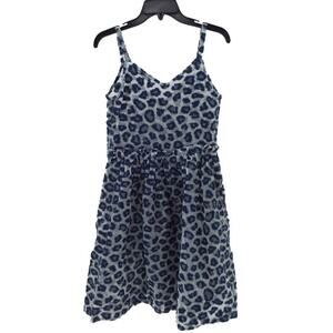 Ksenia Schnaider Women’s M Sleeveless V-Neck Clear Animal Print Dress Blue